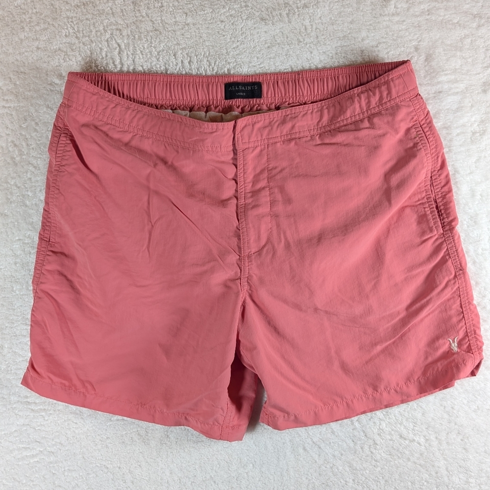 23-All Saints Mens Swim Shirt Vines Coral - Picture 2 of 7